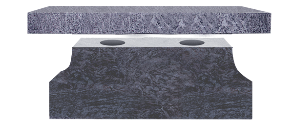 BEN148APBB.png Cremation Pedestal Bench 4-0x1-2x0-4 AP Bahama Blue Pedestal 3-6x0-10x1-2 w/ (2) 6"x10" Core Holes - Image 1