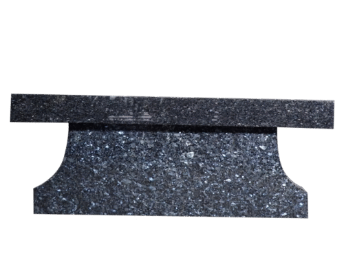 * Cremation Pedestal Bench 4-0x1-2x0-4 Custom Blue pearl Pedestal 3-6x0-10x1-2 AP w/ (4) 6"x10" Core Holes Seat AP, Pedestal Feet 4"; Family Legacy Design