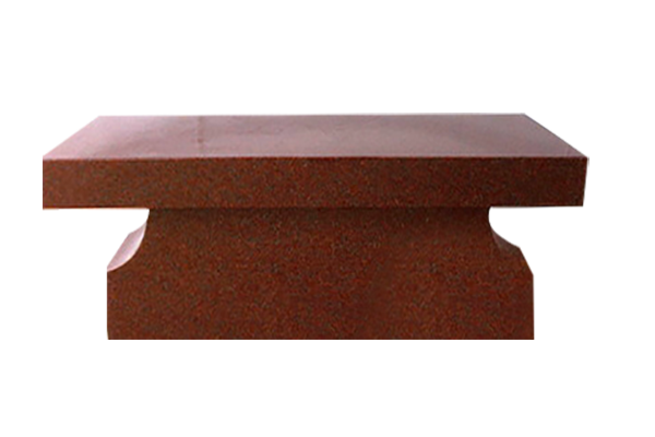 BEN266APIR.png Cremation Pedestal Bench 3-0x1-2x0-4 AP India Red Pedestal 2-6x0-10x1-2 w/ (2) 6"x8" Core Holes - Image 1