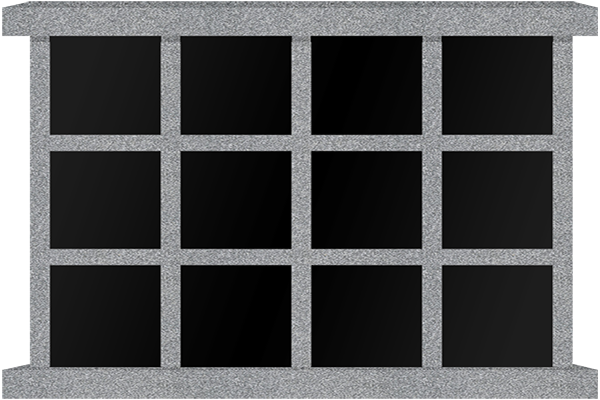 COL154CGJB_12NICHE.png 12 Niche Horizontal Columbarium 4-6x1-6x3-7 China Grey Walls/Jet Black Doors; 1 Sided, 4x3 Niches Includes Rosettes & Keys CFS-L-SY-406 - Image 1