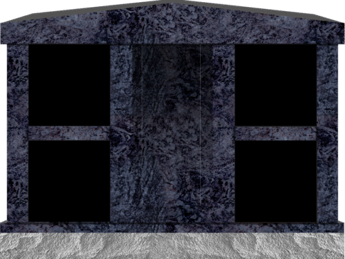 4 Niche Columbarium w/ Alcove 4-2x1-5x3-2 Bahama Blue/JB Bahama Blue Walls/Jet Black Doors; 2" Margin on Base CFS-L-LP-105