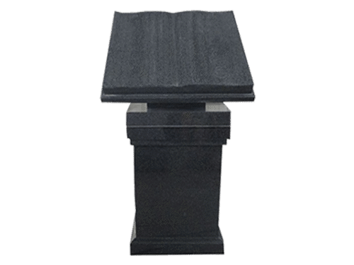 Open Book Cremation Pedestal AP Dark Cloud Grey Book 2-0x1-8x0-3; Support 0-10x0-10x0-10; Cap 1-5x1-5x0-2 Pedestal 1-5x1-5x1-10 w/ (2) 6"x10" Core Holes