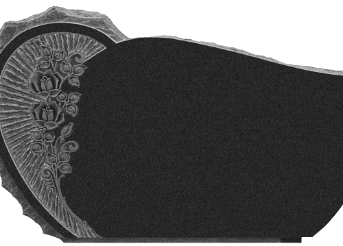 Design 16002 4-0x0-6x2-4 P2 Dark Cloud Grey serp w/scalloped edge, shell rock, starburst, carved roses back flat polished