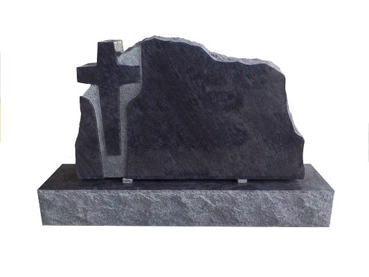 Design 26047 As Shown 4-0x0-8x2-4 Polish 2/BRP  Bahama Blue 1/2" recessed stippled area around cross as shown front only back -flat, polished