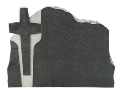 Design 26047 As Shown 4-0x0-8x2-4 Polish 2/BRP  DarkCloudGrey 1/2" recessed stippled area around cross as shown front only back -flat, polished