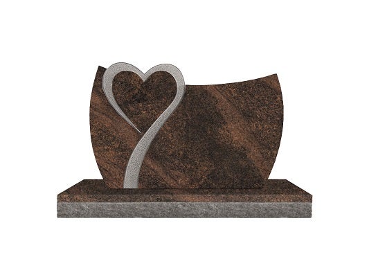 Design 33628 As Shown 3-6x0-6x2-2 AP Rustic Brown custom shape curved die w/ heart U-Sunk pebbled border around heart as shown, on front only