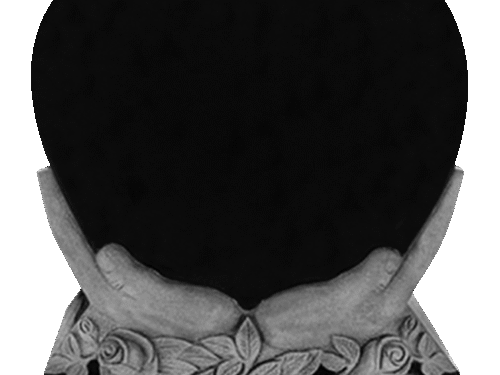 Hands Holding Heart (Design 40023) 2-0x0-8x2-6 AP Jet Black Carved Hand and Flowers