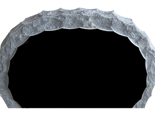 Shell Rock 3-6x0-6x2-2 P2/BRP Jet Black Shell Rock Border on Front Only, Back Flat Polished