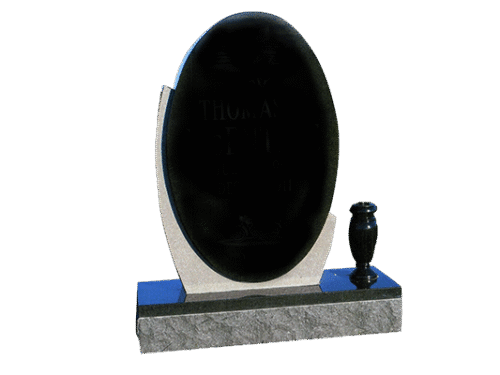 Tall Oval Design 2-2x0-6x3-0 AP Jet Black Frosting Recessed Border on Front Only